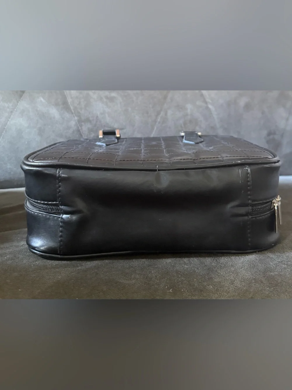 Black Quilted Jewelry Organizer Travel Case with Removable Clear Zip Pouches